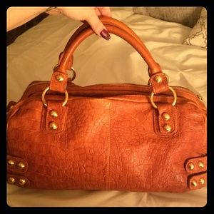 Linea Pelle "Dylan" Croc Embossed Leather Satchel